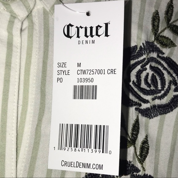 NEW Cruel Girl Striped Flowy Flower Top Medium - Picture 4 of 6